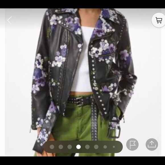 Michael Kors Floral Studded Moto Leather Jacket!!! - Picture 1 of 5